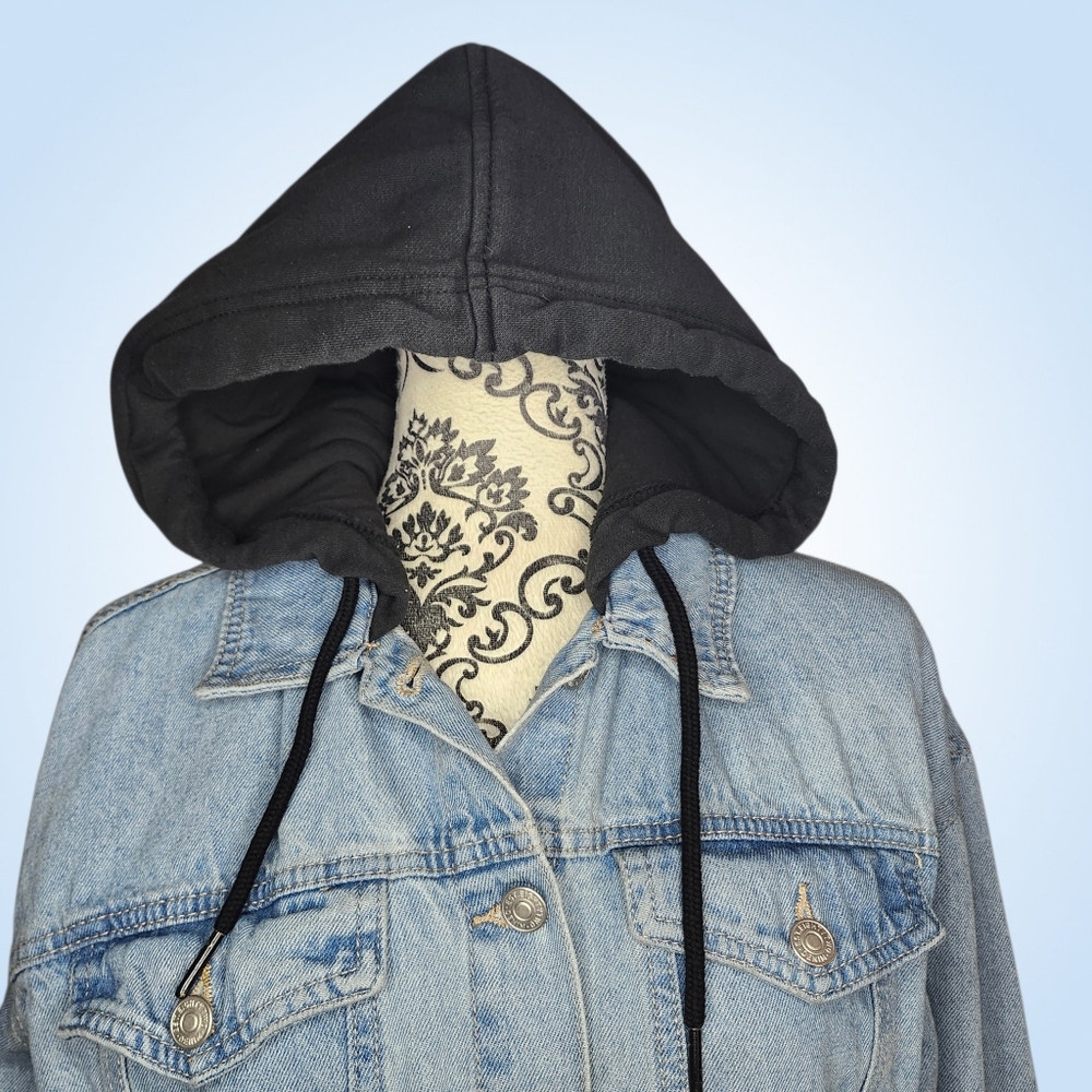 EIGHTYTWO Cropped Denim Jacket With Hood - Small - Picture 2 of 8